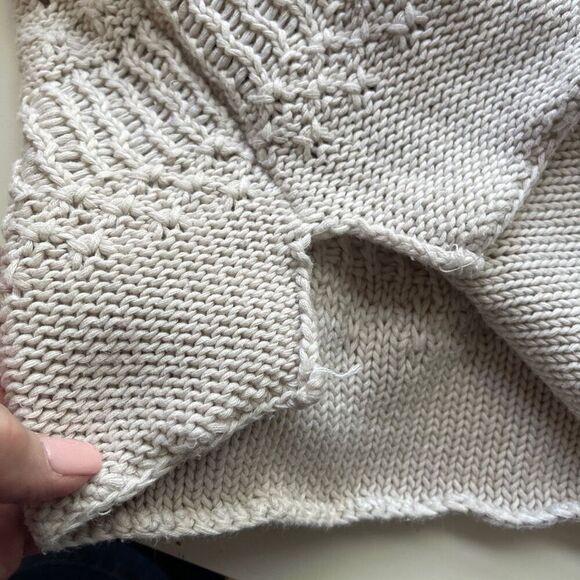 Magaschoni Open Knit Long Sleeve Crew Neck Pullover Sweater Beige Medium - Picture 7 of 9